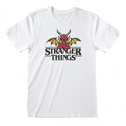 White-White - Front - Stranger Things Unisex Adult The Demon T-Shirt