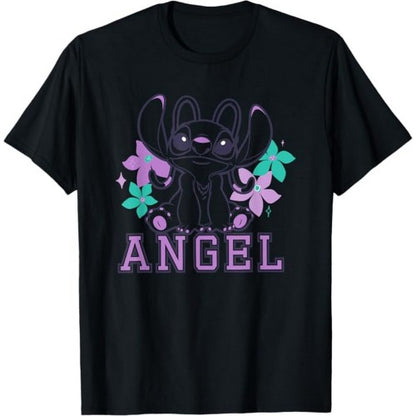 Front - Lilo & Stitch Unisex Adult Angel T-Shirt