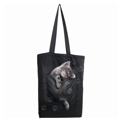 Front - Spiral Direct Pocket Kitten Tote Bag
