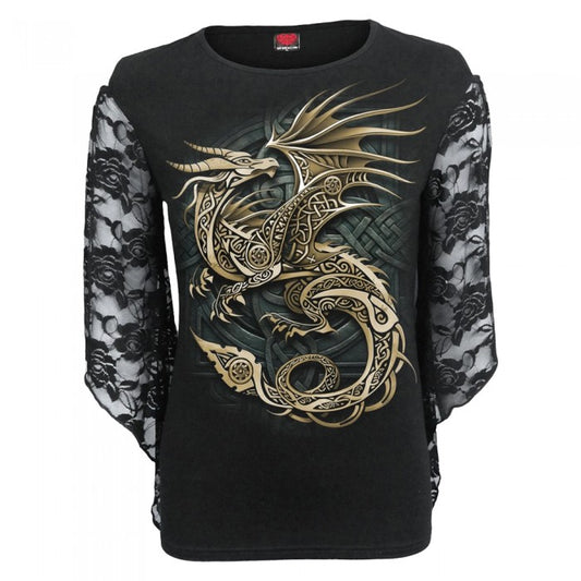 Front - Spiral Direct Womens/Ladies Celtic Dragon Long-Sleeved Top
