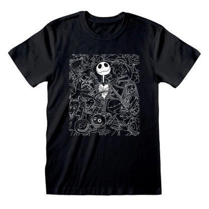 Front - Nightmare Before Christmas Unisex Adult Outline T-Shirt