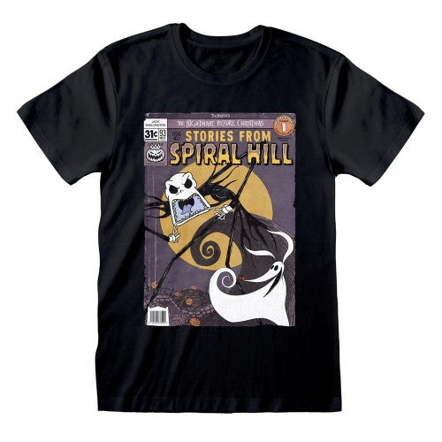 Front - Nightmare Before Christmas Unisex Adult Spiral Hill T-Shirt