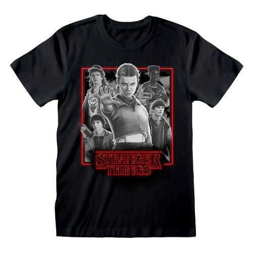 Front - Stranger Things Unisex Adult Characters in Glowing Box T-Shirt