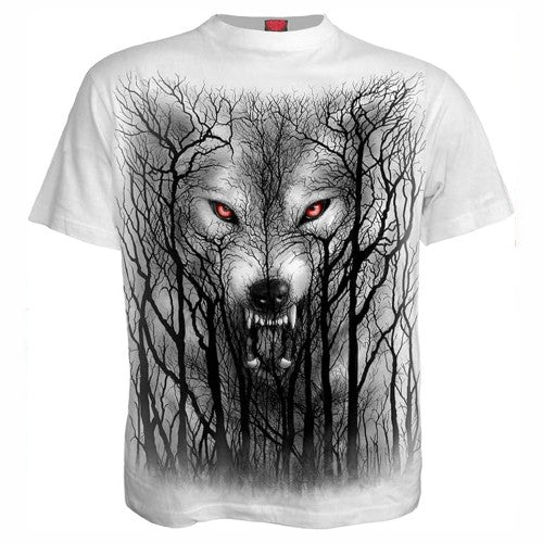 Front - Spiral Unisex Adult Forest Wolf T-Shirt
