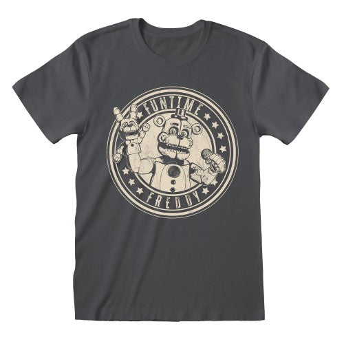 Front - Five Nights At Freddys Unisex Adult Funtime Freddy Distressed T-Shirt
