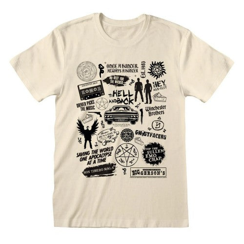 Front - Supernatural Unisex Adult Icons T-Shirt