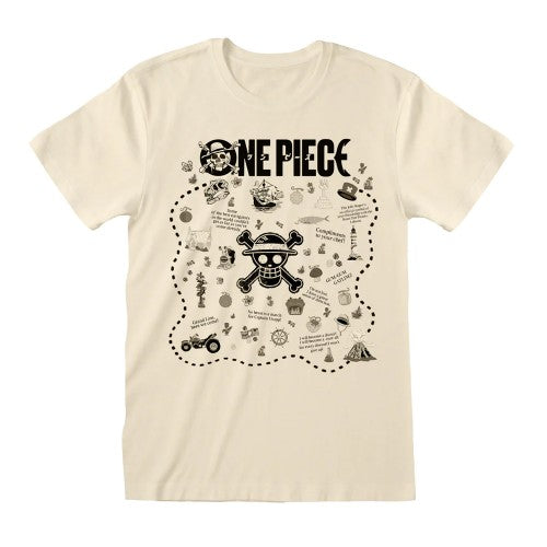 Front - One Piece Unisex Adult Treasure Map T-Shirt