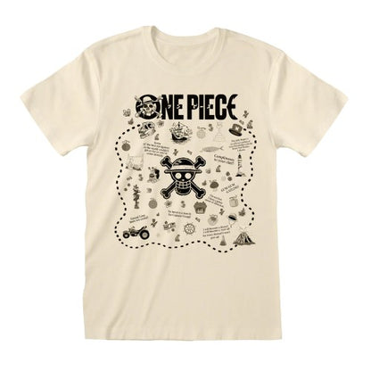 Front - One Piece Unisex Adult Treasure Map T-Shirt