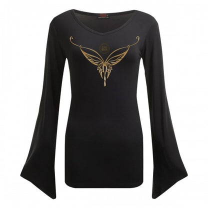 Front - Spiral Womens/Ladies Elven Necklace The Lord Of The Rings Goth Sleeve T-Shirt