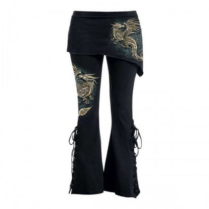 Front - Spiral Womens/Ladies Celtic Dragon Bootcut Leggings