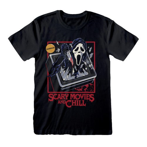 Front - Steven Rhodes Unisex Adult Scary Movies And Chill Ghost Face Regular T-Shirt