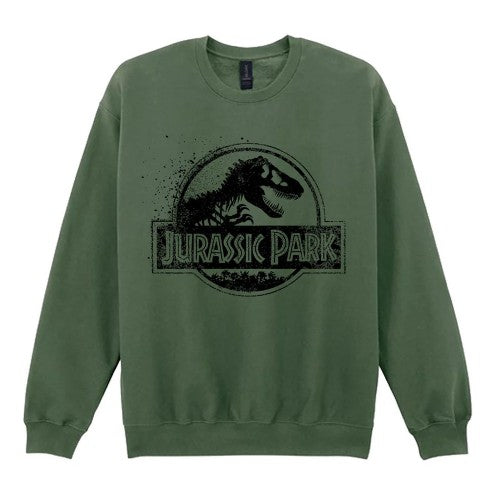 Front - Jurassic Park Unisex Adult Distressed Logo Sweatshirt