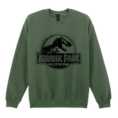 Front - Jurassic Park Unisex Adult Distressed Logo Sweatshirt
