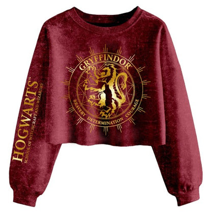 Front - Harry Potter Womens/Ladies Gryffindor Constellation Acid Wash Crop Sweatshirt