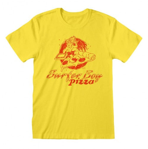 Front - Stranger Things Unisex Adult Surfer Boy Pizza T-Shirt