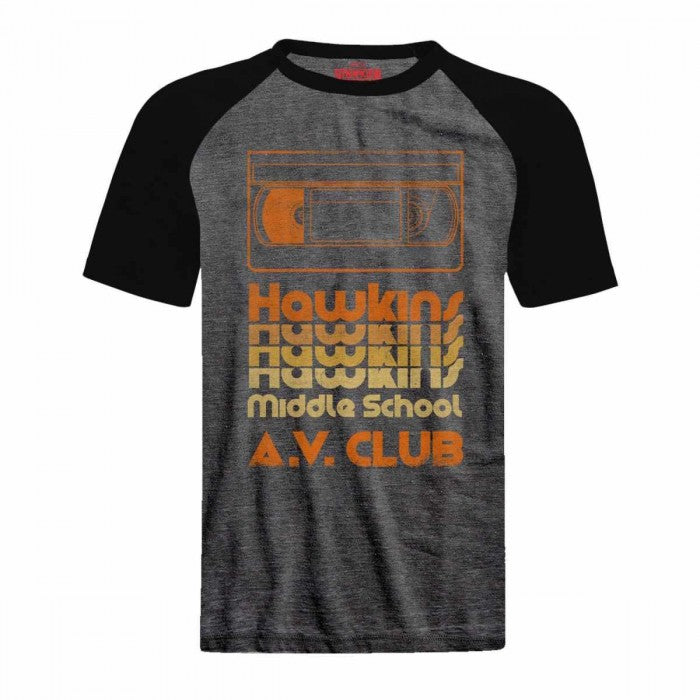 Front - Stranger Things Unisex Adult AV Club Acid Wash T-Shirt