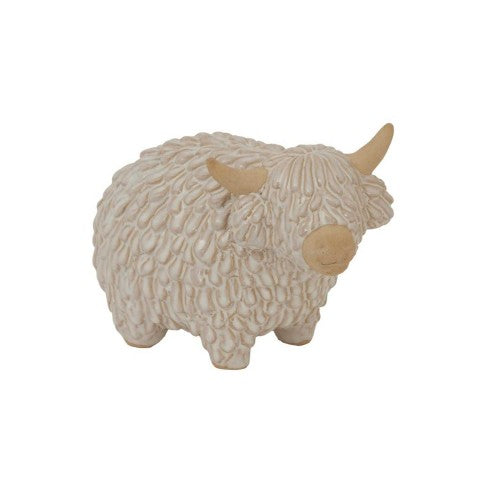 Front - Hill Interiors Ceramic Highland Cow Christmas Decoration