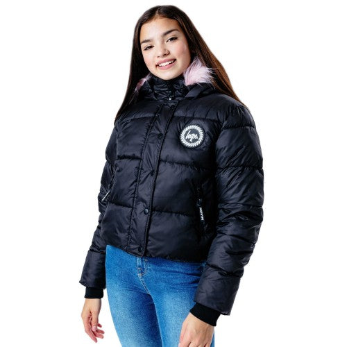 Front - Hype Girls Cropped Puffer Jacket
