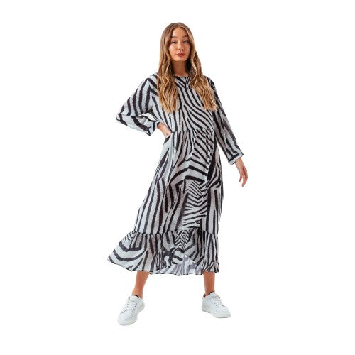 Front - Hype Womens/Ladies Zebra Maxi Dress