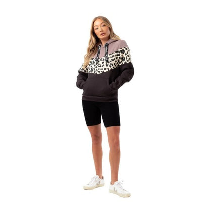 Front - Hype Womens/Ladies Chevron Cheetah Drawcord Hoodie