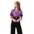 Front - Hype Girls Fade Glitter Script Crop T-Shirt