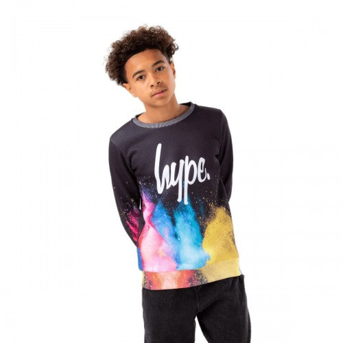 Front - Hype Boys Colour Explosion Script Crew Neck Sweatshirt