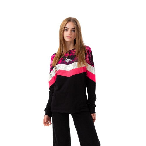 Front - Hype Womens/Ladies Chevron Tie Dye Fade Script Long-Sleeved T-Shirt