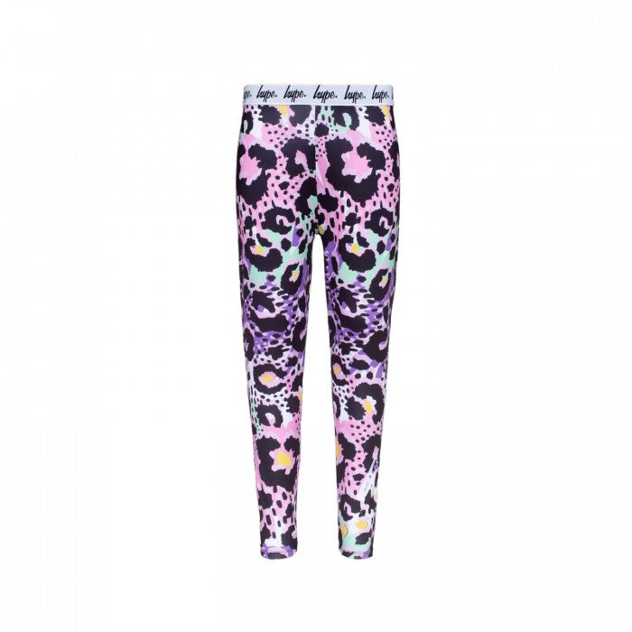 Front - Hype Girls Leopard Script Leggings