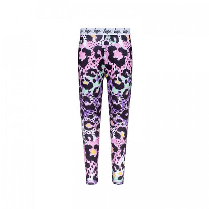 Front - Hype Girls Leopard Script Leggings