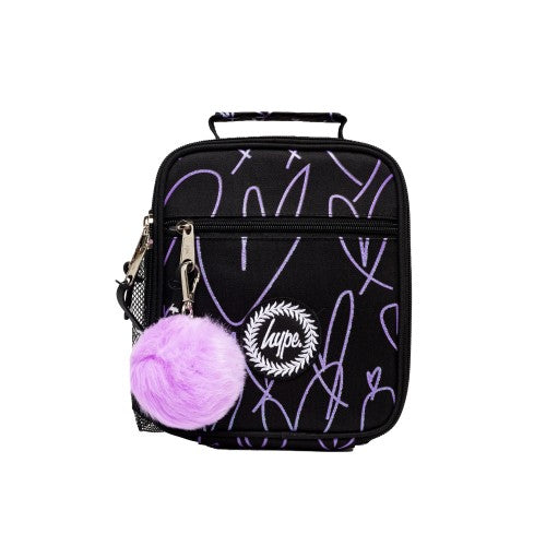 Front - Hype Glitter Scribble Heart Lunch Bag