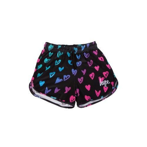 Front - Hype Girls Scribble Heart Script Shorts