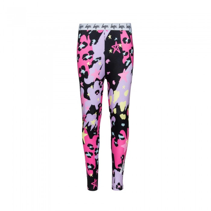 Front - Hype Girls Leopard Doodle Leggings