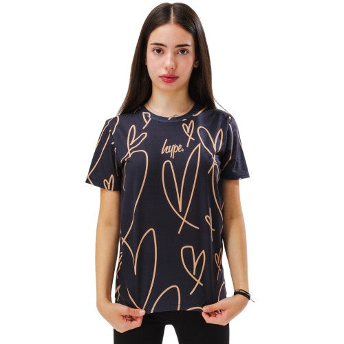 Front - Hype Girls Scribble Hearts T-Shirt