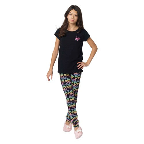Front - Hype Girls Floral Slouch Capped Sleeved Long Pyjama Set