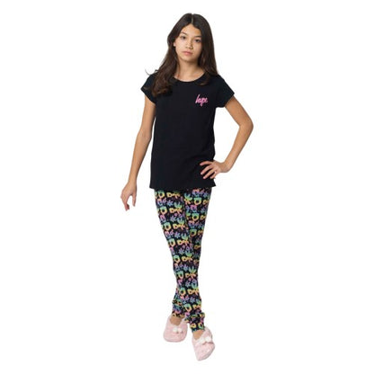 Front - Hype Girls Floral Slouch Capped Sleeved Long Pyjama Set