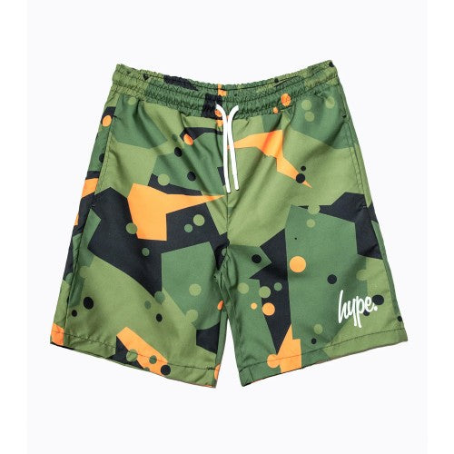 Front - Hype Boys Geo Camo Swim Shorts