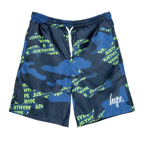 Front - Hype Boys Camo Block Logo Swim Shorts
