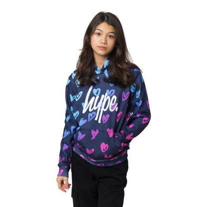 Front - Hype Girls Scribble Hearts Hoodie
