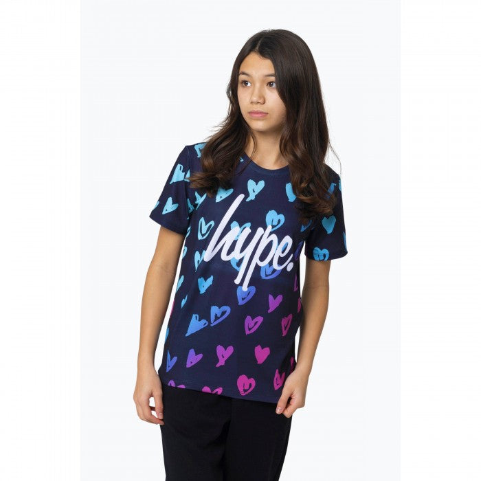 Front - Hype Girls Scribble Hearts T-Shirt