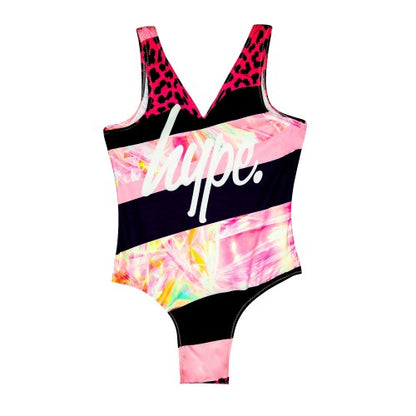 Front - Hype Girls Stripe One Piece Swimsuit