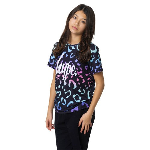 Front - Hype Girls Gradient Leopard T-Shirt
