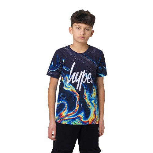 Front - Hype Boys Rainbow Marble T-Shirt