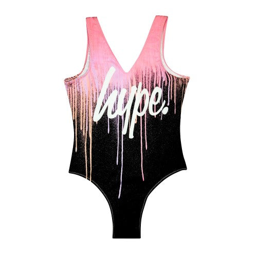 Front - Hype Girls Dark Pastel Drips One Piece Swimsuit