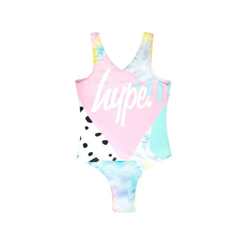 Front - Hype Girls Pastel Collage One Piece Swimsuit