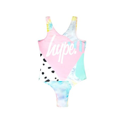 Front - Hype Girls Pastel Collage One Piece Swimsuit