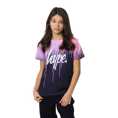 Front - Hype Girls Dark Pastel Drips T-Shirt