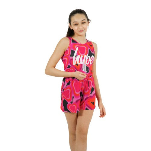 Front - Hype Girls Spray Hearts Playsuit