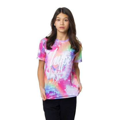 Front - Hype Girls Rainbow Unicorn Sparkle T-Shirt