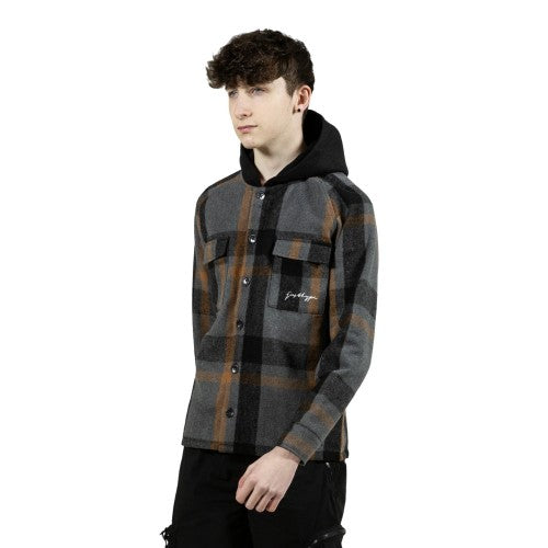 Front - Hype Boys Plaid Hooded Shirt