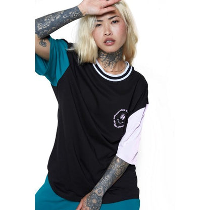 Front - Hype Unisex Adult Happy Ringer Boxy T-Shirt